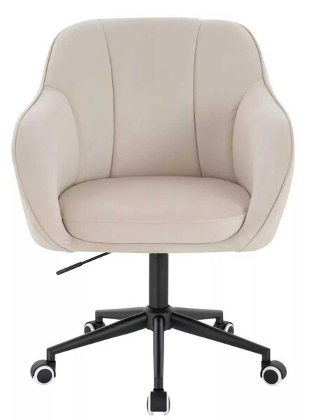 LuxuryForm DESIGN Židle AVOLA VELUR na černé podstavě s kolečky - krémová