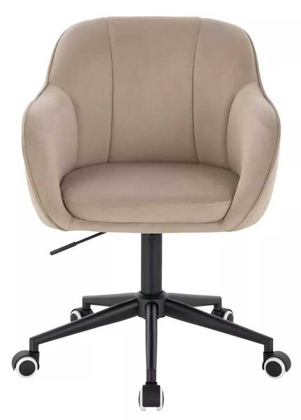 LuxuryForm DESIGN Židle AVOLA VELUR na černé podstavě s kolečky - latte