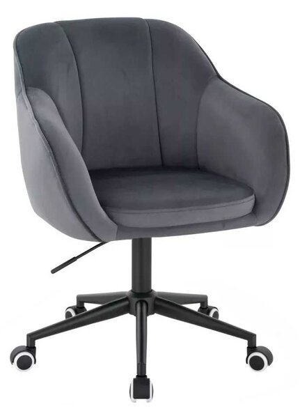 LuxuryForm DESIGN Židle AVOLA VELUR na černé podstavě s kolečky - tmavě šedá