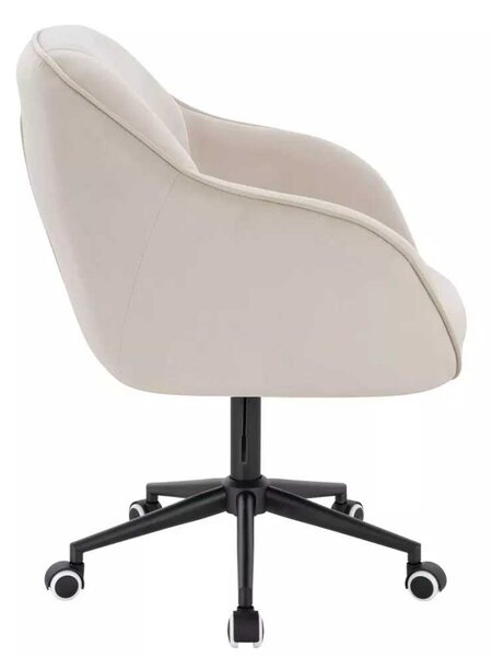 LuxuryForm DESIGN Židle AVOLA VELUR na černé podstavě s kolečky - krémová