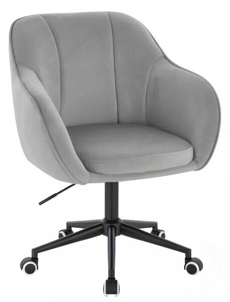 LuxuryForm DESIGN Židle AVOLA VELUR na černé podstavě s kolečky - světle šedá