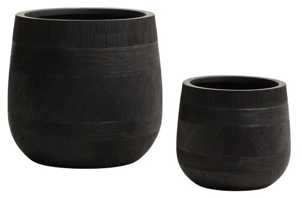 Kave Home Set dvou černých zahradních květináčů Tival ⌀ 33/50 cm