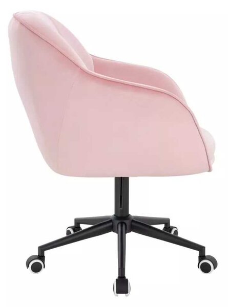 LuxuryForm DESIGN Židle AVOLA VELUR na černé podstavě s kolečky - světle růžová