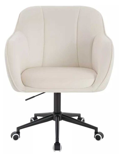 LuxuryForm DESIGN Židle AVOLA VELUR na černé podstavě s kolečky - bílá