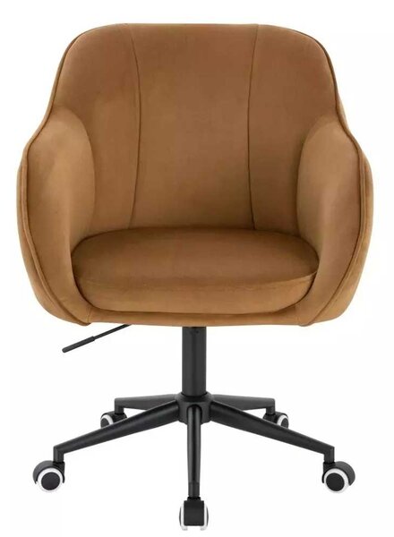 LuxuryForm DESIGN Židle AVOLA VELUR na černé podstavě s kolečky - medová