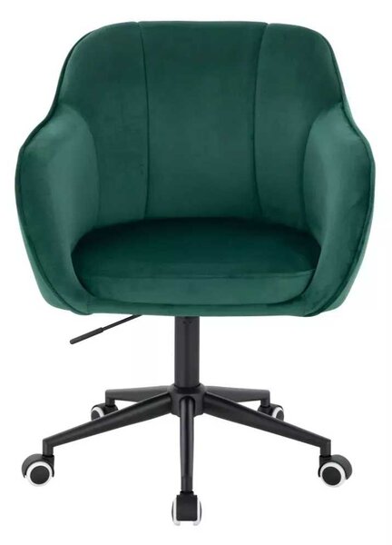 LuxuryForm DESIGN Židle AVOLA VELUR na černé podstavě s kolečky - zelená