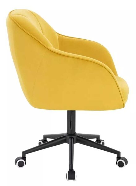 LuxuryForm DESIGN Židle AVOLA VELUR na černé podstavě s kolečky - žlutá