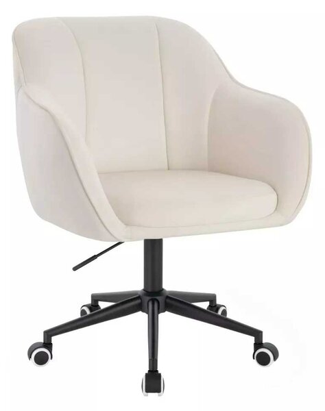 LuxuryForm DESIGN Židle AVOLA VELUR na černé podstavě s kolečky - bílá
