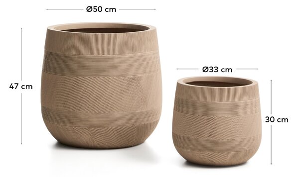 Kave Home Set dvou béžových zahradních květináčů Tival ⌀ 33/50 cm