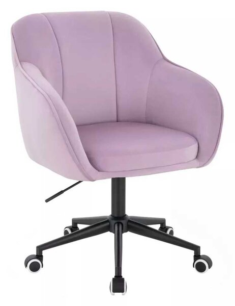 LuxuryForm DESIGN Židle AVOLA VELUR na černé podstavě s kolečky - levandule