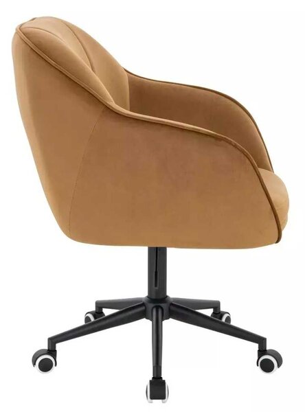 LuxuryForm DESIGN Židle AVOLA VELUR na černé podstavě s kolečky - medová