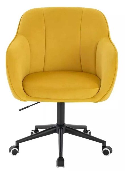 LuxuryForm DESIGN Židle AVOLA VELUR na černé podstavě s kolečky - žlutá