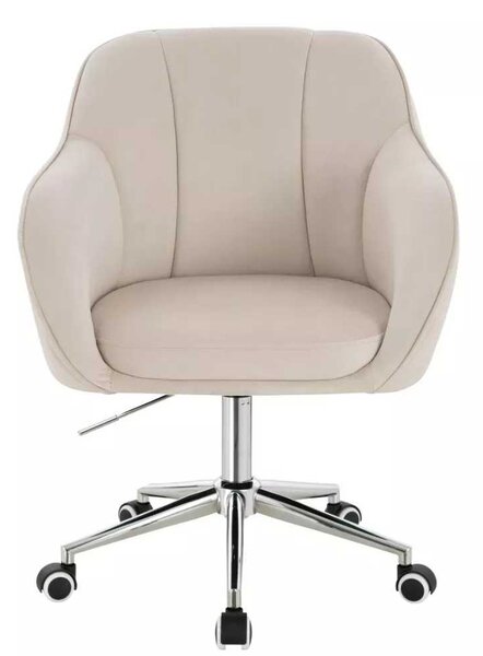 LuxuryForm DESIGN Židle AVOLA VELUR na stříbrné podstavě s kolečky - krémová