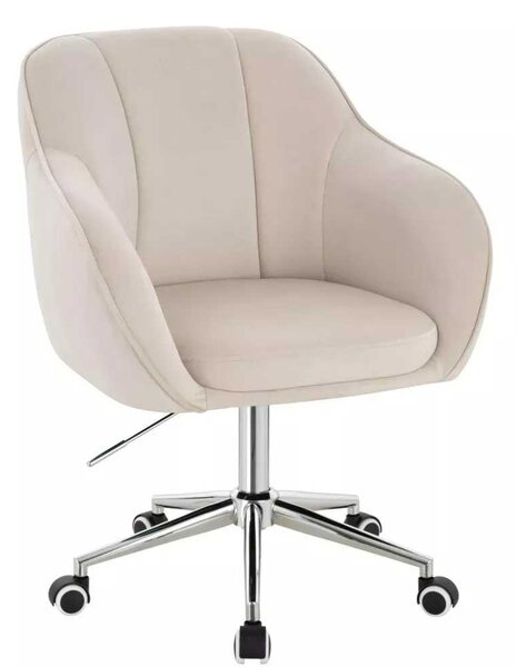 LuxuryForm DESIGN Židle AVOLA VELUR na stříbrné podstavě s kolečky - krémová