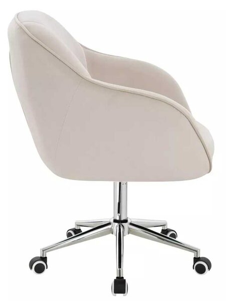 LuxuryForm DESIGN Židle AVOLA VELUR na stříbrné podstavě s kolečky - krémová