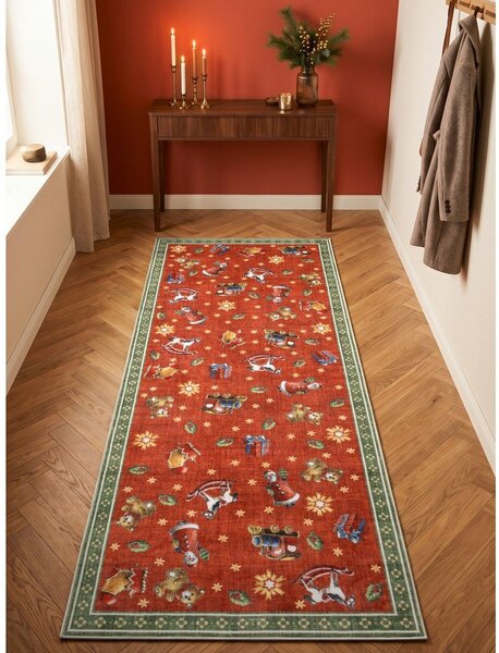 Červený/zelený běhoun s vánočním motivem 80x200 cm Toy's Delight Nostalgic Noel Red Green – Villeroy&Boch