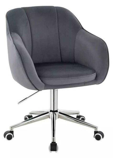 LuxuryForm DESIGN Židle AVOLA VELUR na stříbrné podstavě s kolečky - tmavě šedá