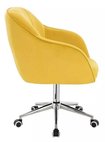 LuxuryForm DESIGN Židle AVOLA VELUR na stříbrné podstavě s kolečky - žlutá