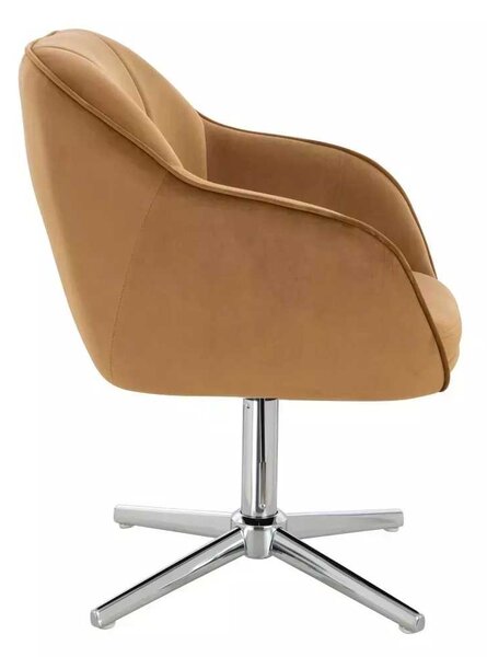 LuxuryForm DESIGN Židle AVOLA VELUR na stříbrném kříži - medová