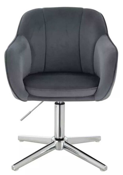 LuxuryForm DESIGN Židle AVOLA VELUR na stříbrném kříži - tmavě šedá