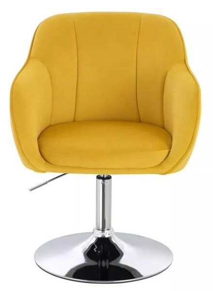 LuxuryForm DESIGN Židle AVOLA VELUR na stříbrném talíři - žlutá