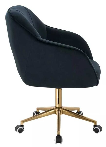 LuxuryForm DESIGN Židle AVOLA VELUR na zlaté podstavě s kolečky - černá
