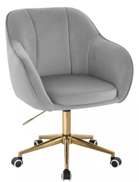 LuxuryForm DESIGN Židle AVOLA VELUR na zlaté podstavě s kolečky - světle šedá