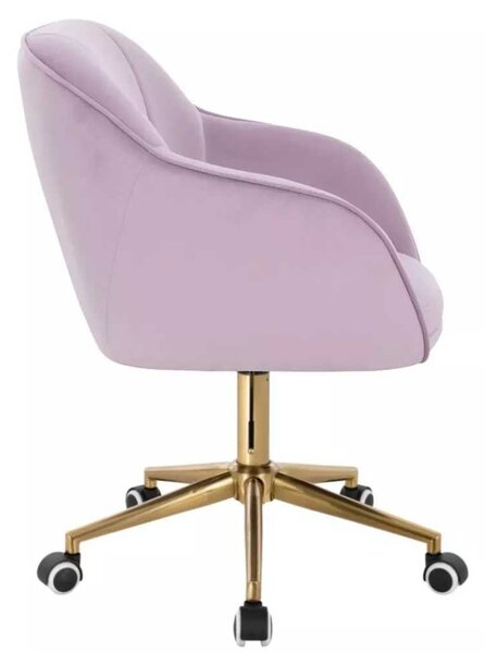 LuxuryForm DESIGN Židle AVOLA VELUR na zlaté podstavě s kolečky - levandule