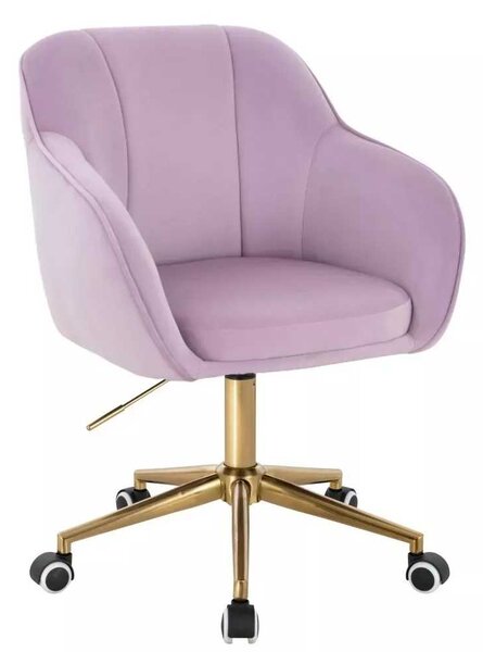 LuxuryForm DESIGN Židle AVOLA VELUR na zlaté podstavě s kolečky - levandule