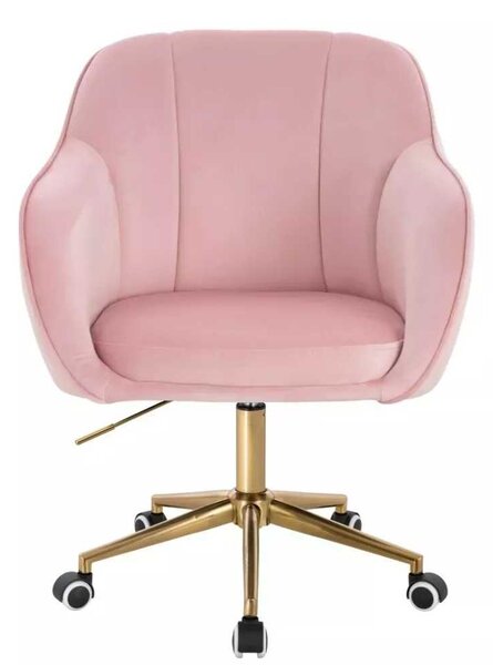 LuxuryForm DESIGN Židle AVOLA VELUR na zlaté podstavě s kolečky - světle růžová