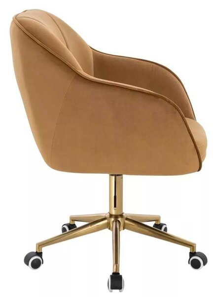 LuxuryForm DESIGN Židle AVOLA VELUR na zlaté podstavě s kolečky - medová