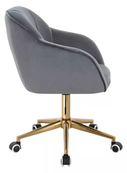 LuxuryForm DESIGN Židle AVOLA VELUR na zlaté podstavě s kolečky - tmavě šedá