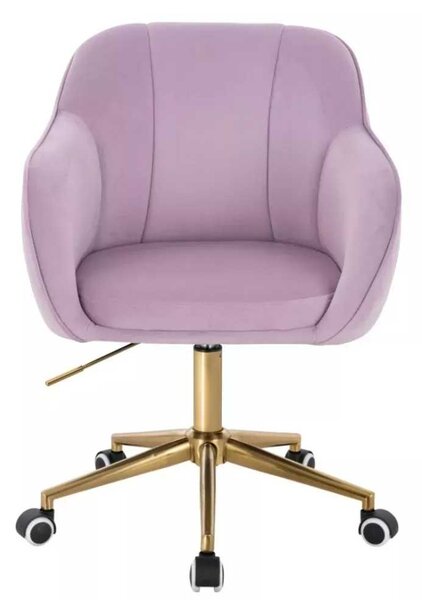 LuxuryForm DESIGN Židle AVOLA VELUR na zlaté podstavě s kolečky - levandule