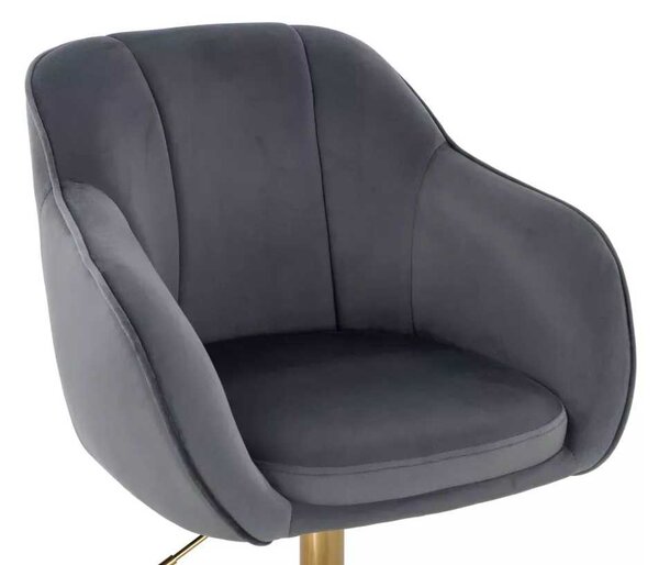 LuxuryForm DESIGN Židle AVOLA VELUR na zlaté podstavě s kolečky - tmavě šedá