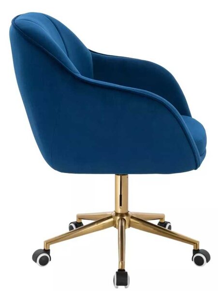 LuxuryForm DESIGN Židle AVOLA VELUR na zlaté podstavě s kolečky - modrá
