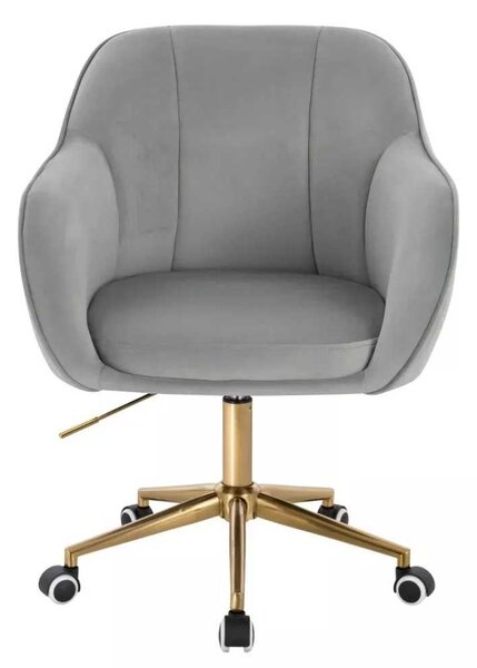 LuxuryForm DESIGN Židle AVOLA VELUR na zlaté podstavě s kolečky - světle šedá