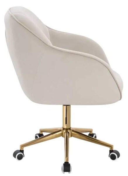 LuxuryForm DESIGN Židle AVOLA VELUR na zlaté podstavě s kolečky - krémová