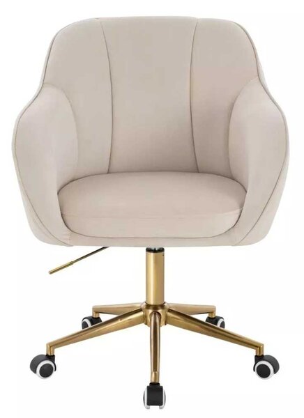 LuxuryForm DESIGN Židle AVOLA VELUR na zlaté podstavě s kolečky - krémová