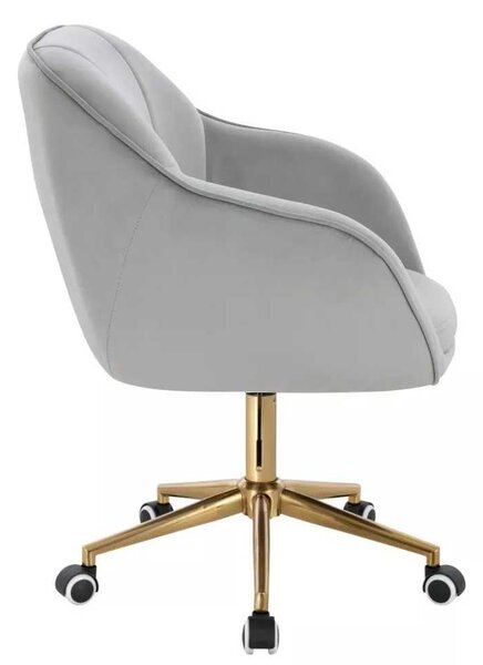 LuxuryForm DESIGN Židle AVOLA VELUR na zlaté podstavě s kolečky - světle šedá