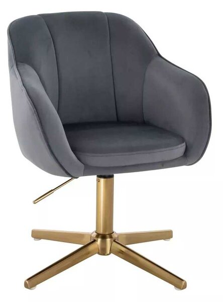 LuxuryForm DESIGN Židle AVOLA VELUR na zlatém kříži - tmavě šedá