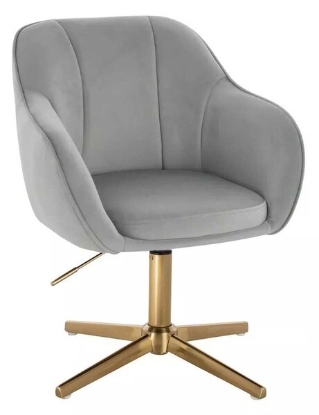 LuxuryForm DESIGN Židle AVOLA VELUR na zlatém kříži - světle šedá