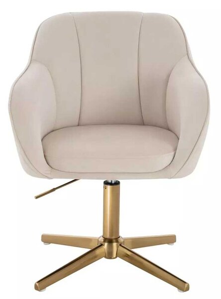 LuxuryForm DESIGN Židle AVOLA VELUR na zlatém kříži - krémová