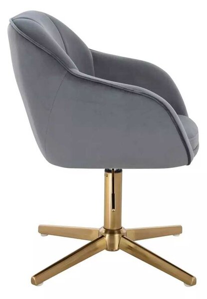 LuxuryForm DESIGN Židle AVOLA VELUR na zlatém kříži - tmavě šedá