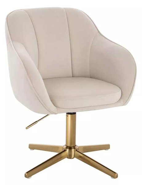 LuxuryForm DESIGN Židle AVOLA VELUR na zlatém kříži - krémová