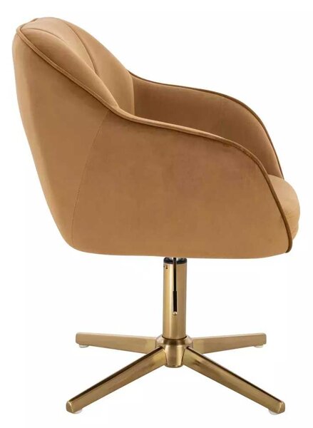 LuxuryForm DESIGN Židle AVOLA VELUR na zlatém kříži - medová