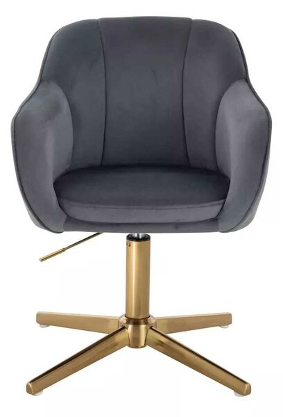 LuxuryForm DESIGN Židle AVOLA VELUR na zlatém kříži - tmavě šedá