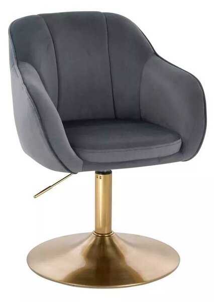 LuxuryForm DESIGN Židle AVOLA VELUR na zlatém talíři - tmavě šedá