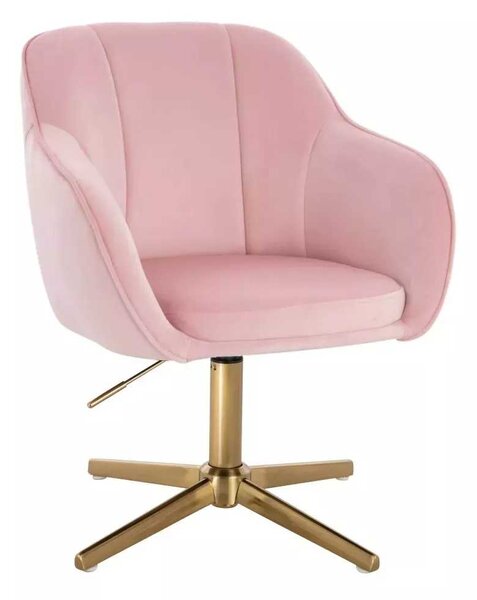 LuxuryForm DESIGN Židle AVOLA VELUR na zlatém kříži - světle růžová