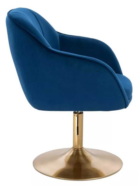 LuxuryForm DESIGN Židle AVOLA VELUR na zlatém talíři - modrá