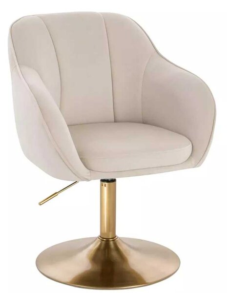LuxuryForm DESIGN Židle AVOLA VELUR na zlatém talíři - krémová
